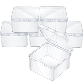 6 Pieces Mini Plastic Clear Beads Storage Containers Box for Collecting Small Items, Beads, Jewelry, Business Cards, Game Pieces, Crafts (2.48 x 2.48 x 1.57 Inch)