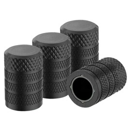 Flaconi 4 x car valve caps, valve caps, car, car valve, motorcycle valve cap, car tyre valve caps, metal valve caps, suitable for cars, motorcycles, bicycles (black)