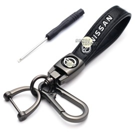 ARKOSKNIGHT Car Key Chain,Genuine Leather Keychain,Car Keychain for Women Men,Keychains Present(NS-L Black)