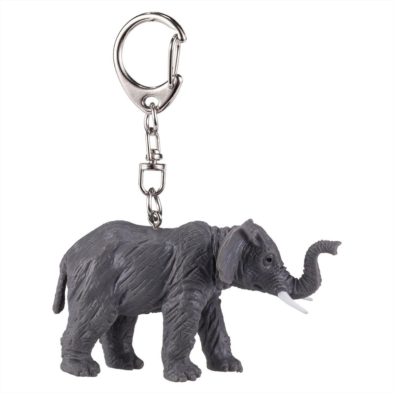Mojo 387494 Elephant Animal Figure Keychain, gray