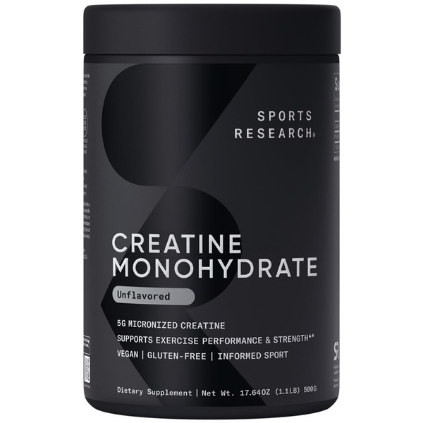 Sports Research Creatine Monohydrate - Gain Lean Muscle, Improve Performance