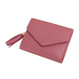 NUSRAH Small Wallet for Woman,Slim Purse Small Synthetic Leather Wallet with Card Holder Zipper Coin Purse for Ladies,Gray (Burgundy)