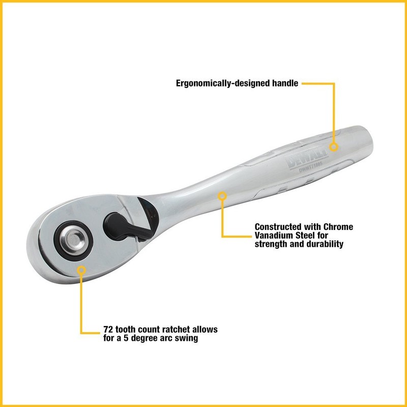 DEWALT Ratchet, Pear Head, SAE, 1/2-Inch Drive (DWMT71805)