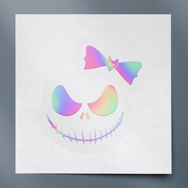 Nightmare Ghoul Smiling with Bow (Hologram) (Set of 2) Premium Waterproof Vinyl Decal Stickers for Laptop Phone Accessory Helmet Car Window Mug Tuber Cup Door Wall Decoration - ANGstic0d7065HO