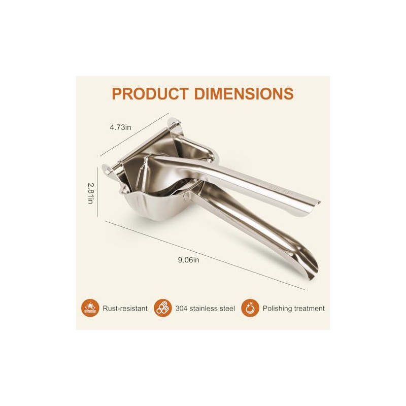 Heavy Duty Metal Lemon Squeezer-Stainless Steel Manual Fruit Juicer Hand