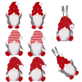 Christmas Cutlery Holder 6 Pieces Christmas Decoration Bags Santa Claus Costume Cutlery Bag Christmas Decoration Cutlery Sets Cutlery Bag Napkin Bag Christmas Decoration
