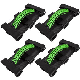 4 x Roll Bar Grab Handles Grip Handle for Jeep Wrangler JK JKU JL JLU TJ YJ Sports Sahara Freedom Rubicon Unlimited Gladiator JT 1955-2023 UTV ATV Premium 550 Paracord Interior Accessories (Green)