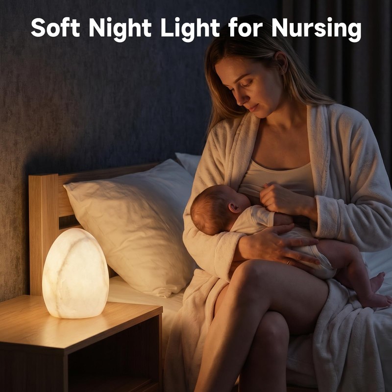AUGE LIGHT Marble Touch Lamp, Cordless Rechargeable LED Night Light,