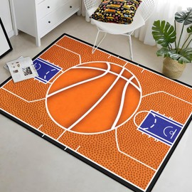 HEBDKPE Basketball Rug - Basketball Rug for Boys Bedroom Basketball Area Rug Basketball Rugs for Teens Room Basketball Carpet Basketball Decor Floor Mats, 3x5 Feet