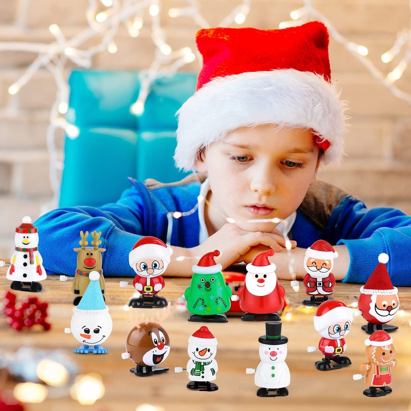 ELECLAND 15 Pcs Christmas Wind Up Toys Set Reindeer Snowman