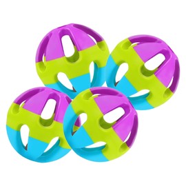 YanHLQJY 4 Pack Cat Toy Balls,Plastic Ball Cat Toys Pet Parrot Toy Bird Bell Ball Colorful Birds Ball with Bell for Small Pets Puppies Cats Parrots or Hamsters
