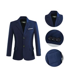 SaiLiiny Blazer para niños, chamarra de un botón, traje azul para niños, traje ajustado con solapa, chamarra formal, Azul, 2