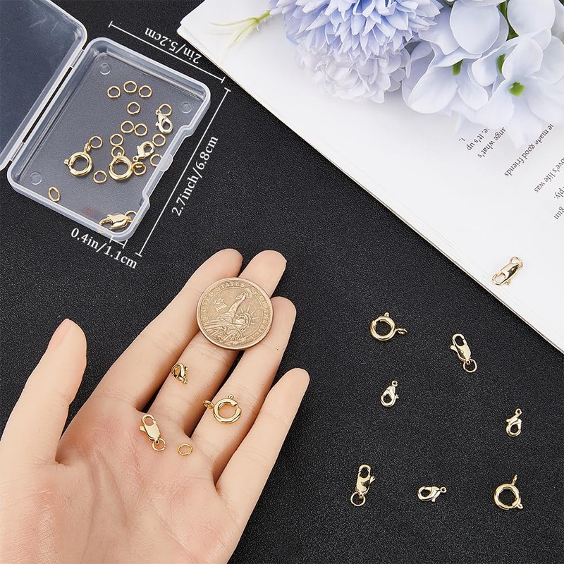 Beebeecraft 1 Box 18Pcs 3 Styles Jewelry Lobster Clasp 18K