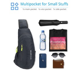 PivotWing Sling Bags for Men Womens Lightweight Small One Strap Chest Side Bag Mini Crossbody Day Pack Everyday Sling Backpack Bodybag for Trip Gym Outdoor Dog Walking Gray