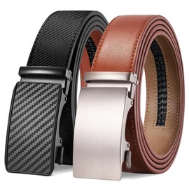 TANGCHAO Men's Belt, Leather Belt Ratchet Automatic Buckle for Men Business Suit Jeans, 35 mm Belt, Adjustable Size