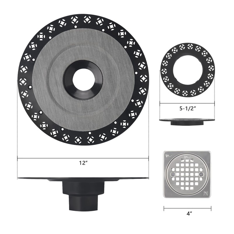 Uni-Green Shower Drain Kit 4” Compatible with Schluter Shower Pan