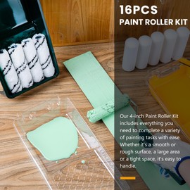 CoatPro Twools Paint Roller, 16 Pcs 4 Inch Small Paint Roller Kit with High-Density Foam Paint Roller, Microfiber Paint Rollers, Paint Tray, Paint Tray Liner, Roller Frame, Foam Brush