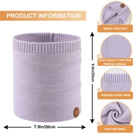 XIAOHAWANG Baby Scarf Winter Knitted Scarf Boys Thick Warm Tube Scarf Girls Loop Scarf Kids Round Scarf for 1-6 Years, lavender