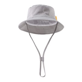 JANGANNSA Summer Baby Boys Hat Sun Protect Bucket Hat for Girls Wide Brim Cotton Beach Cap (3-6 Months, Navy+Gray)