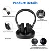 ZANCHIE Wireless TV Headphones Over Ear Headsets-RF Transmitter Charging Dock,