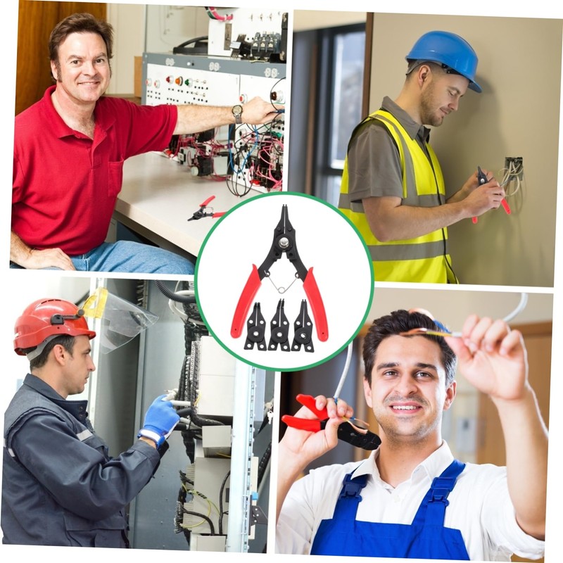 Outanaya 1 Set Multi Functional Interchangeable Circlip Pliers Tool for