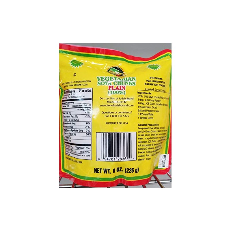 2 x Lion of Judah Vegetarian Soya Chunks Plain 8oz