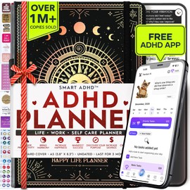 Adhd Daily Planner - A Self Care Personal Gratitude Journal to Increase Productivity and Success in Life & Work, Weekly & Monthly Undated Planner for Women and Men, Vision Board & Organizer + Stickers