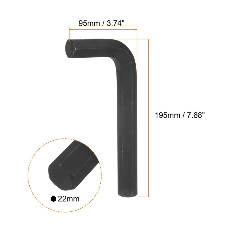 HARFINGTON Hex Key Wrench 22mm L-Shape Hexagon Metric Wrenches Chrome