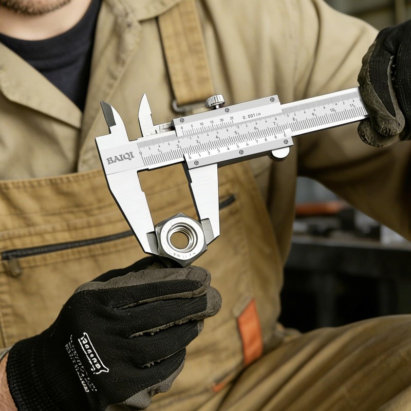 BAIQI Vernier Caliper Measuring Tool,0-6"/0-150mm Manual Stainless Steel Caliper,High Accuracy