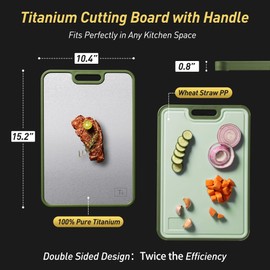 2 in 1 Pure Titanium Cutting Boards for Kitchen Chopping Board with Handle Double Sided and Over Sink Butcher Block Nice Juice Groove Big Xl XXl xlarge Best Kitchen Counter Organic Meat BBQ Kit