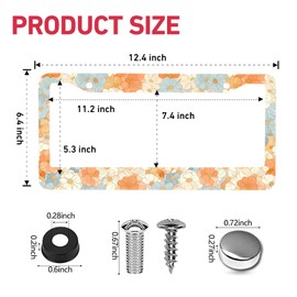 Floral License Plate Frame - 2 Packs Universal Stainless Steel Floral Retro Daisys Car License Plate Frames Covers Holder Rustproof for Men Women FL1