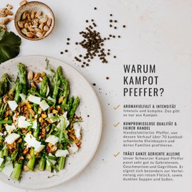 Hennes Finest Kampot Tasting Set with 4 Types of Pepper (Black Pepper, White Pepper, Red Pepper, Dark Red Pepper), Coarse Pepper, Peppercorns