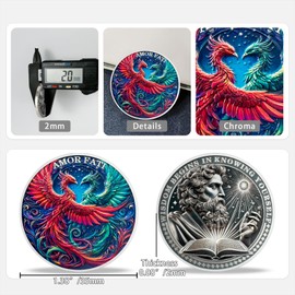 Dual Phoenix Sobriety Coin | Rise from Adversity AA Coin - AA Chip Medallion with Inspirationa l Message | Alcoholics Anonymous Gifts for Men Women l Na medallions Anniversary in Recovery Gifts