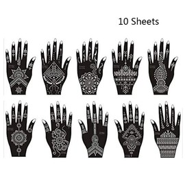 Xmasir Set of 30 Sheets Indian Arabic Tattoo Stencil, Temporary Tattoo Template Kit, Flower Stencils for Body Paint