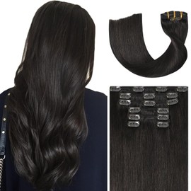 Ukira Extensiones De Cabello Humano Con Clip De Color Marrón Oscuro, 12" 100G #2, 7 Piezas, Extensiones De Cabello Humano Real Con Clip, Extensiones De Cabello Humano Remy Con Clip En Extensiones De C