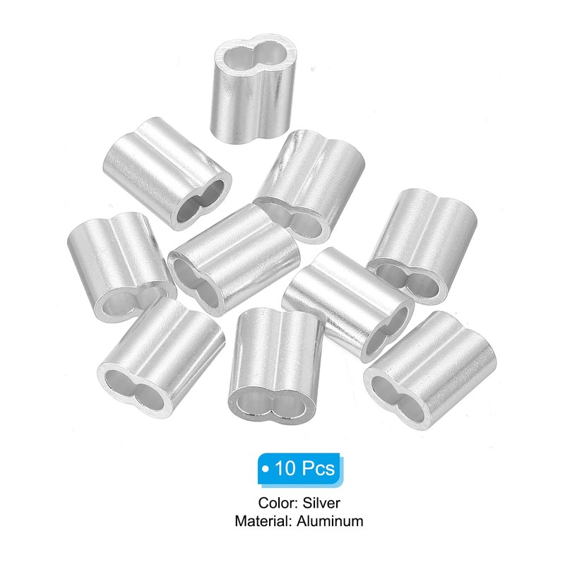 sourcing map 5/32" 4mm Aluminum Crimping Loop Sleeve Double Ferrule