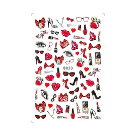 Generic Heart Love Nail Sticker Arrow Valentine Day Love Lock Key Red Lips B023 Nail Wraps Art Stickers Manicure Supplies for Women for Home Nails Full Long Lasting Easy Apply and Remove