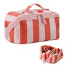 DYSHAYEN Stripe Travel Makeup Bag with Compartments Clear Coated Cosmetic