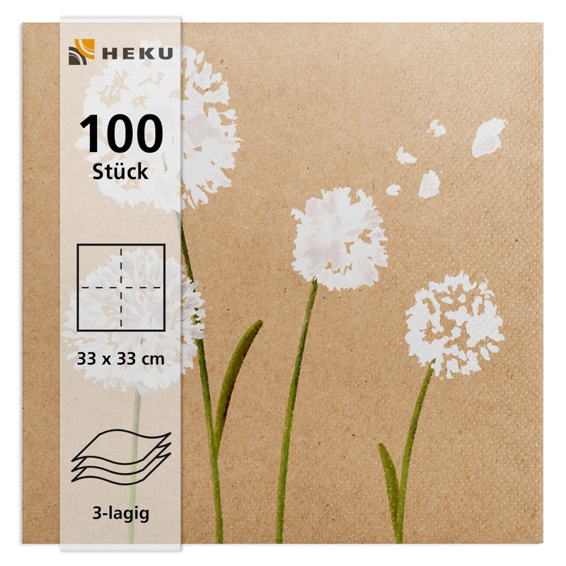 HEKU 30243-59: 100 napkins, 3-ply, ‘dandelion’, other