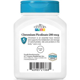 21st Century Chromium Picolinate, 200 mcg, 100 Tablets