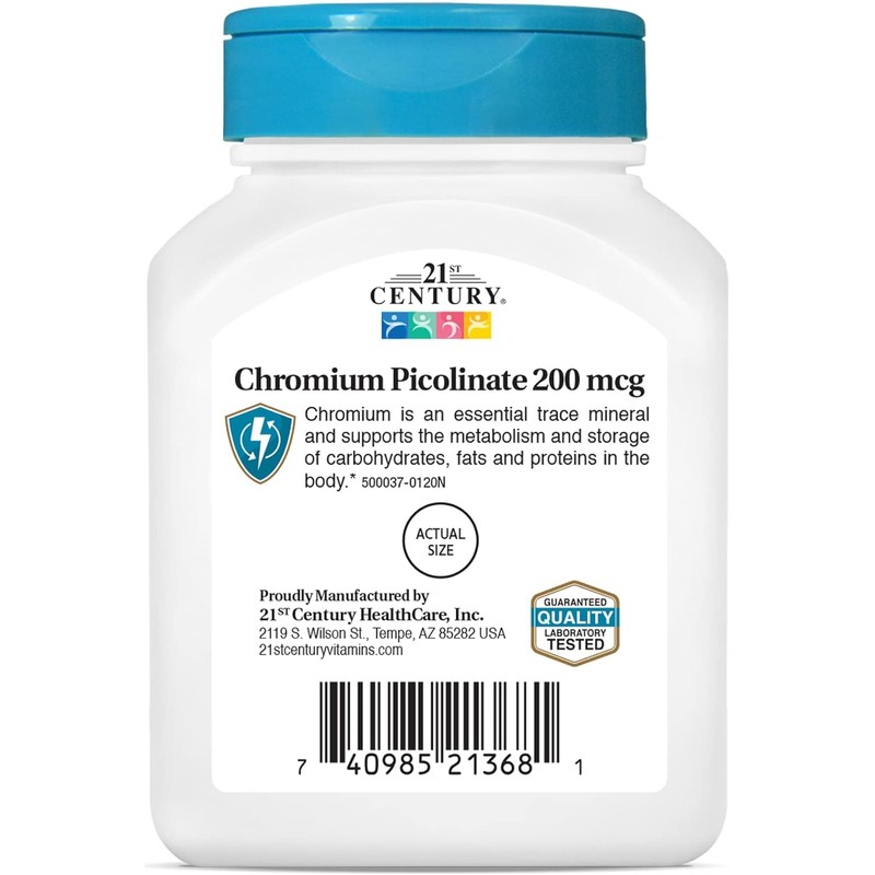 21st Century Chromium Picolinate, 200 mcg, 100 Tablets