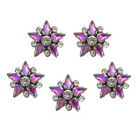 sourcing map 5Pcs Handmade Star Beaded Patches, Glass Crystal Rhinestone Appliques, Sew on Beaded Star Patch for Clothing DIY Sewing Accessories, Multicolor