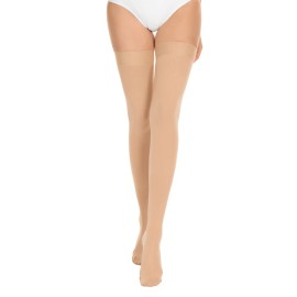 Unbranded Thigh High Compression Socks 20-30mmHg Over Knee compression Sleeping Socks US - 1 Pair Beige Thigh High Sock, S/M (Calf Size:9-15inch)
