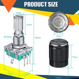 RUNCCI-YUN Set of 10 EC11 360 Degree Rotary Encoder, 5-Pin EC11 Audio Digital Potentiometer, Rotary Encoder Module with Switch and Rotary Knob for Automotive Electronics Multimedia Audio