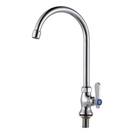 Single Hole Cold Water Faucet: Deck Mount Kitchen Cold Only - Brass Utility Outdoor Sink Faucet - for Commercial Bar RV Kitchen Farmhouse Laundry - Chrome