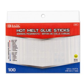BAZIC Hot Melt Glue Sticks Dual Temp Mini 3.9" x 0.27", All Purpose Industrial Glue Stick, Quick Repair Home Improvement Crafts (100/Pack), 1-Pack