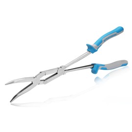 SPEEDWOX 13-Inch Dual Pivot Pliers Bent Long Nose Dual Material Pliers Double Joint Bent Long Nose Plier Long Reach Pliers Bent Needle Nose Pliers Extra Long Reach Compound Action Pliers