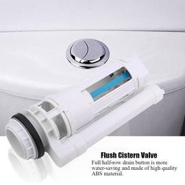 Toilet Dual Flush Valve Replacement, Toilet Cistern Flush Valve Push Button Toilet Cistern Flush System Parts Dual Flush Fill Toilet Cistern Inlet Drain Valve G1/2 (25cm)