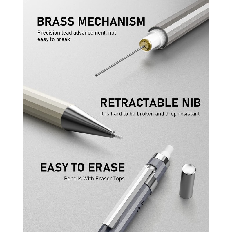 Nicpro 37PCS Art Mechanical Pencil Set, Metal Drafting Pencils 0.5