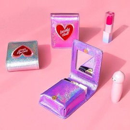 Heart Pearl Milk Joy Mirror Lipstick Case - Black / 하트 펄 밀크 조이 거울 립스틱 케이스 - 블랙